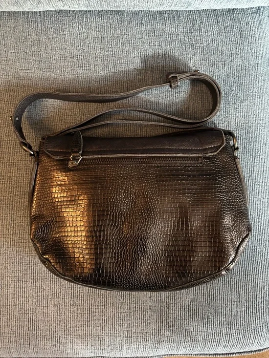 Liebeskind Croc Printed Black Leather Bag - Picture 2 of 9